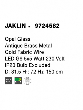 9724582 Suspensie Nova Luce JAKLIN G9 5x5W IP20 Metal & Sticla Gold Opal NOVALUCE [8]