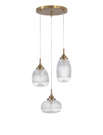 Lustre - 9731214 Suspensie Nova Luce MOND E14 3x5W lm  IP20 Metal & Clear Glass Satin Gold NOVALUCE