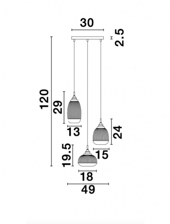 9731214 Suspensie Nova Luce MOND E14 3x5W lm  IP20 Metal & Clear Glass Satin Gold NOVALUCE [5]