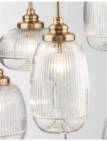 9731215 Suspensie Nova Luce MOND E14 6x5W lm  IP20 Metal & Clear Glass Satin Gold [2]