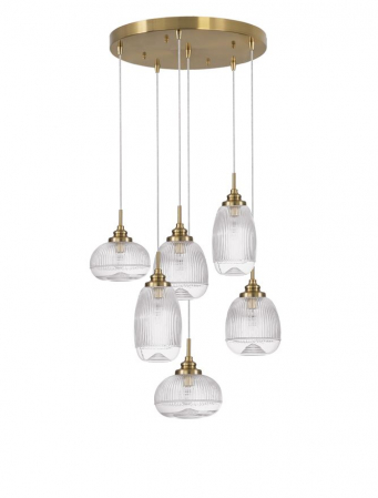 Lustre - 9731215 Suspensie Nova Luce MOND E14 6x5W lm  IP20 Metal & Clear Glass Satin Gold