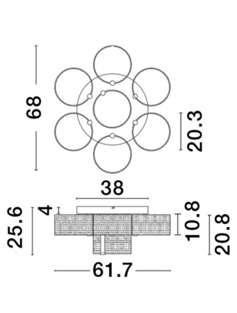 9756713 Lustra Nova Luce GATLIN LED 41W 2116lm 3000K Metal & Acrylic  Brass Gold Dimabil Triac IP20 [6]