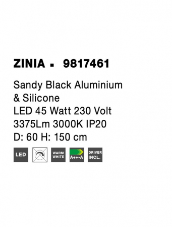 9817461 Suspensie Nova Luce ZINIA LED 45W 3375lm 3000K IP20 Aluminiu&Silicon Sandy Black NOVALUCE [8]