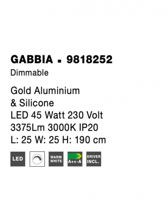 9818252 Suspensie Nova Luce GABBIA LED 45W 3375lm 3000K IP20 Aluminiu/Silicon Gold NOVALUCE [4]