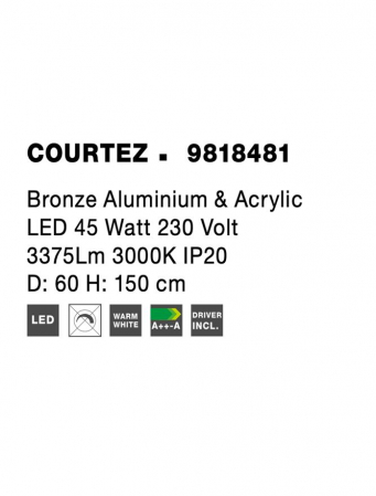 9818481 Suspensie Nova Luce COURTEZ LED 45W 3375lm 3000K IP20 Aluminiu/Acril Bronze [4]