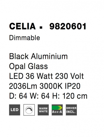 9820601 Suspensie Nova Luce CELIA LED 36W 2036lm 3000K IP20 Aluminiu Sticla Black [6]