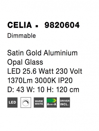 9820604 Suspensie Nova Luce CELIA LED 25,6W 1370lm 3000K IP20 Aluminiu Sticla Satin Gold NOVALUCE [7]