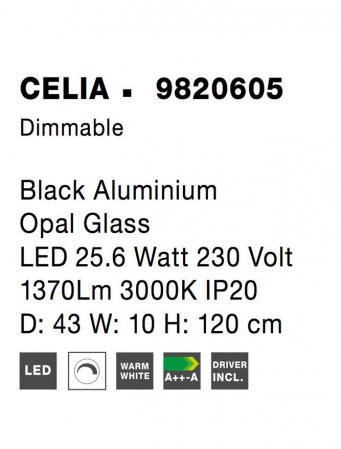 9820605 Suspensie Nova Luce CELIA LED 25,6W 1370lm 3000K IP20 Aluminiu Black [7]