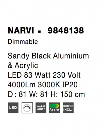 9848138 Suspensie Nova Luce NARVI LED 83W 4000lm 3000K IP20 Aluminiu/Acril Sandy Black [6]