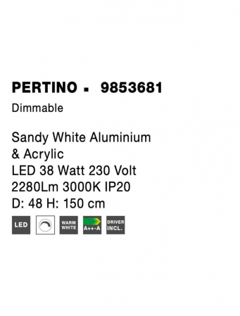 9853681 Suspensie Nova Luce PERTINO LED 38W 2280lm 3000K IP20 Aluminiu/Acril Sandy White [4]