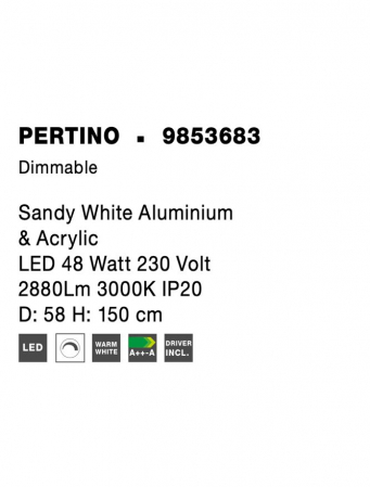 9853683 Suspensie Nova Luce PERTINO LED 48W 2880lm 3000K IP20 Aluminiu/Acril Sandy White NOVALUCE [6]