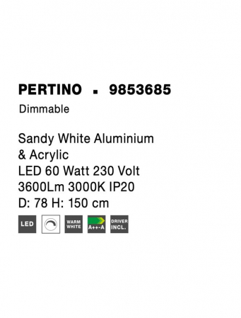 9853685 Lustra Nova Luce PERTINO LED 61W 4235lm 3000K Aluminium & Acrylic Sandy White Dimabil Triac IP20 [5]