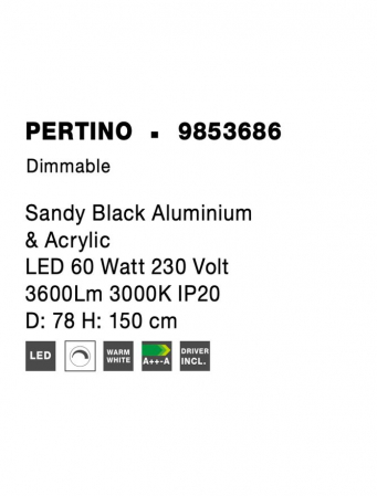 9853686 Suspensie Nova Luce PERTINO LED 60W 3600lm 3000K IP20 Aluminiu/Acril Sandy Black [5]