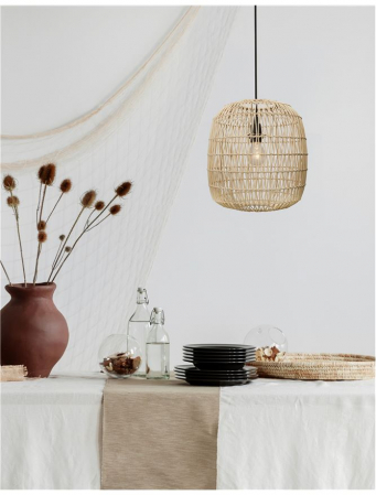 Pendul Nova Luce MELODY E27 1x12W   Natural Rattan Black Fabric Wire & Base  IP20 [5]