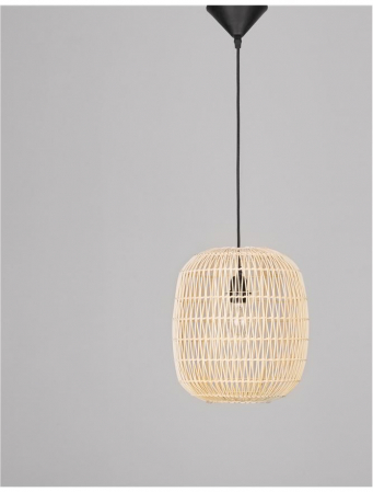 Pendul Nova Luce MELODY E27 1x12W   Natural Rattan Black Fabric Wire & Base  IP20 [1]