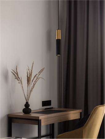 9911523 Pendul Nova Luce PONGO GU10 1x10W   Aluminium Sandy Black & Gold  IP20 [1]