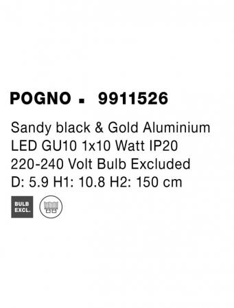 9911526 Pendul Nova Luce PONGO GU10 1x10W   Aluminium Sandy Black & Gold  IP20 [7]