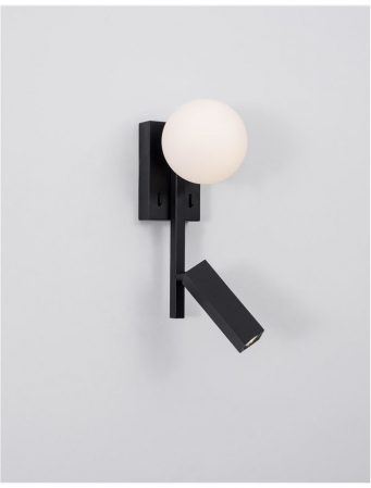 9919530 Aplica Nova Luce JOLINE G9 3W 200lm 3000K IP20 Glass/Metal Sandy Black White Opal [1]