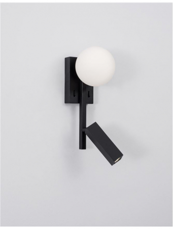 9919530 Aplica Nova Luce JOLINE G9 3W 200lm 3000K IP20 Glass/Metal Sandy Black White Opal [2]