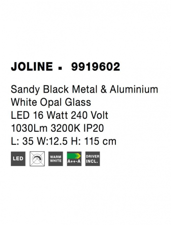 9919602 Suspensie Nova Luce JOLINE LED 16W 1030lm 3000K IP20 Glass/Metal Sandy Black White Opal [4]