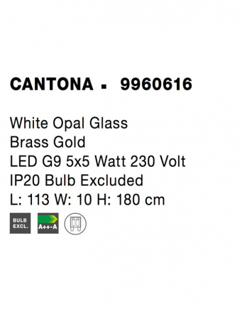 9960616 Suspensie Nova Luce CANTONA G9 5x5W IP20 Glass White Opal Gold NOVALUCE [5]