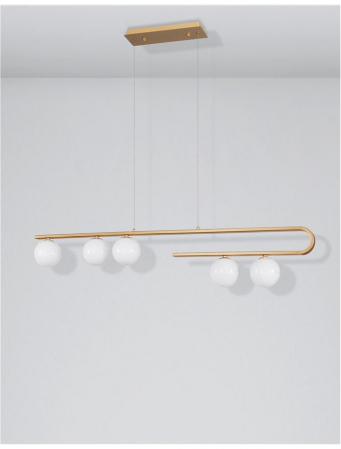 9960616 Suspensie Nova Luce CANTONA G9 5x5W IP20 Glass White Opal Gold NOVALUCE [2]