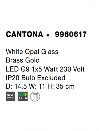 9960617 Aplica Nova Luce CANTONA G9 1x5W IP20 Glass White Opal Gold NOVALUCE [5]