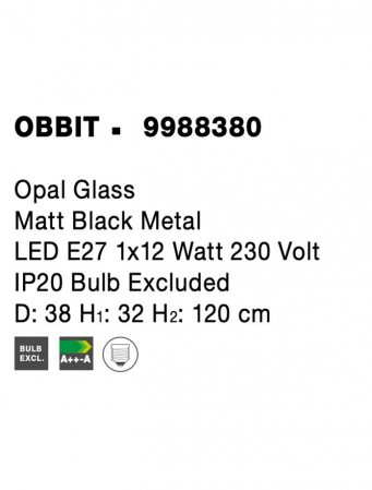 9988380 Pendul Nova Luce OBBIT E27 1x12W   Metal Matt Black  IP20 [4]