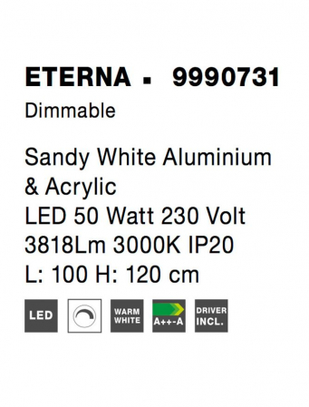 9990731 Lustra Nova Luce ETERNA LED 50W 3818lm 3000K Aluminium & Acrylic Sandy White Dimabil Triac IP20 [7]