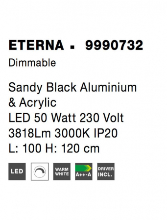 9990732 Lustra Nova Luce ETERNA LED 50W 3818lm 3000K Aluminium & Acrylic Sandy Black Dimabil Triac IP20 [8]