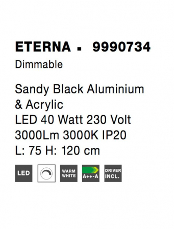9990734 Lustra Nova Luce ETERNA LED 40W 3000lm 3000K Aluminium & Acrylic Sandy Black Dimabil Triac IP20 [8]