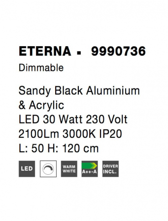 9990736 Lustra Nova Luce ETERNA LED 30W 2188lm 3000K Aluminium & Acrylic Sandy Black Dimabil Triac IP20 [7]
