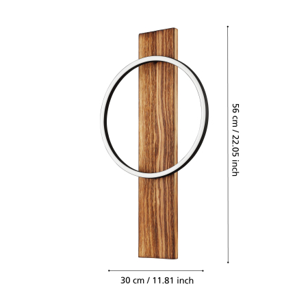 Aplica EGLO Boyal 99353 LED 1X12W 3000K 1700lm 220-240V,50/60Hz L 300mm x H 560mm otel/lemn negru/maro rustic plastic alb IP20 [6]