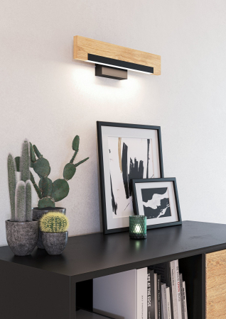 Aplica EGLO Camacho 901738 LED 1X9,6W 3000K 1050lm 220-240V,50/60Hz L 440mm x H 105mm otel/lemn negru/maro plastic alb IP20 [4]