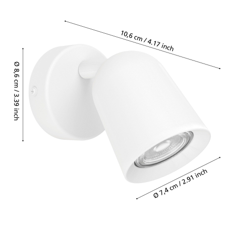 Aplica EGLO Camaldoli 901945 GU10 1X5W 220-240V,50/60Hz L 85mm x H 110mm otel alb  IP20 [5]