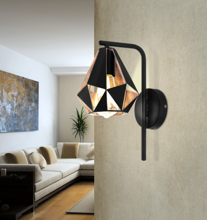 Aplica EGLO Carlton 4 43057 E27 1X60W 220-240V,50/60Hz L 160mm x H 315mm otel negru/cupru antichizat  IP20 [4]