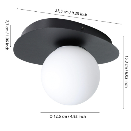 Aplica EGLO Castrovido 902091 G9 1X4,2W 220-240V,50/60Hz L 235mm x l 215mm x H 155mm otel negru sticla mat/opal alba IP44 [3]