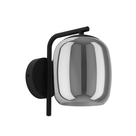Aplica EGLO Ciampino 901723 E27 1X28W 220-240V,50/60Hz L 150mm x H 220mm otel negru sticla vaporizata gri IP20