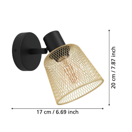 Aplica EGLO Coslada 900693 E27 1X40W 220-240V,50/60Hz L 130mm x H 200mm otel negru otel negru/maro IP20 [4]