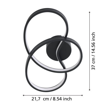 Aplica EGLO Gianella 900949 LED 14,5W 3000K 1400lm 220-240V,50/60Hz L 370mm x H 215mm aluminiu/otel negru plastic alb IP20 [4]