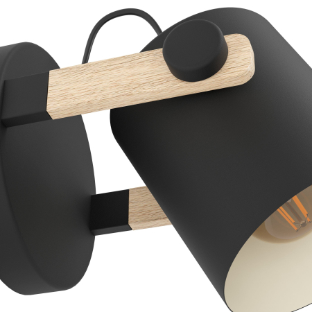 Aplica EGLO Hornwood 43518 E27 1X28W 220-240V,50/60Hz Ø170mm otel negru/crem lemn maro IP20 [2]