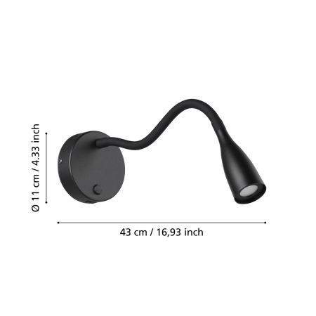Aplica EGLO Olivandino 1 901781 LED 3,8W 3000K 320lm 220-240V,50/60Hz Ø110mm otel negru plastic negru IP20 [4]
