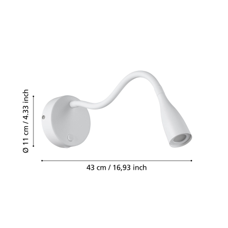 Aplica EGLO Olivandino 1 901782 LED 3,8W 3000K 320lm 220-240V,50/60Hz Ø110mm otel alb plastic alb IP20 [4]