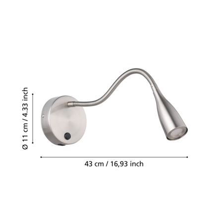 Aplica EGLO Olivandino 1 901783 LED 3,8W 3000K 320lm 220-240V,50/60Hz Ø110mm otel nichel satinat  IP20 [4]