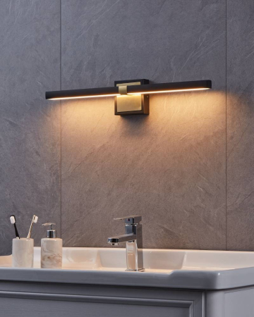 Aplica EGLO Peguera 900928 LED 1X11W 3000K 1165lm 220-240V,50/60Hz L 600mm x H 110mm aluminiu/otel negru/alama periata plastic alb IP44 [3]