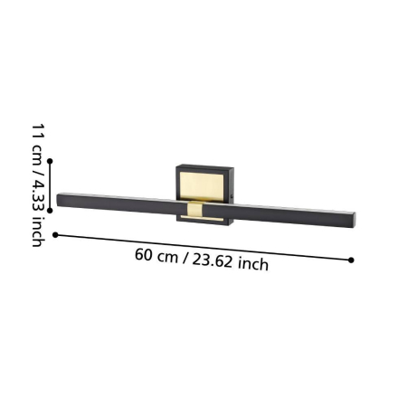 Aplica EGLO Peguera 900928 LED 1X11W 3000K 1165lm 220-240V,50/60Hz L 600mm x H 110mm aluminiu/otel negru/alama periata plastic alb IP44 [2]
