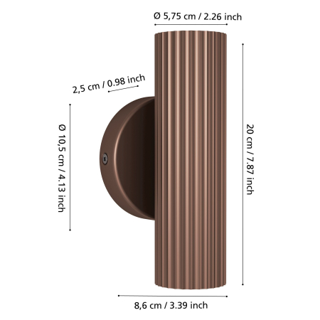 Aplica EGLO Portillo 902036 GU10 2X5W 220-240V,50/60Hz L 105mm x H 200mm aluminiu/otel bronz  IP20 [4]