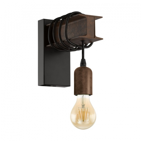 Aplica EGLO TOWNSHEND 4 43152, E27 1X10W , Otel, negru, maro