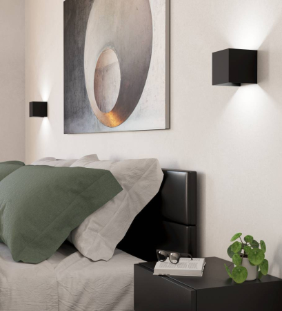 Aplica EGLO Valmontone 901049 LED 2X1,5W 3000K 400lm 220-240V,50/60Hz L 100mm x H 100mm aluminiu negru sticla transparenta IP20 [2]