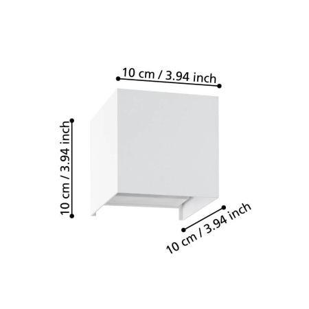 Aplica EGLO Valmontone 901051 LED 2X1,5W 3000K 400lm 220-240V,50/60Hz L 100mm x H 100mm aluminiu alb sticla transparent IP20 [1]